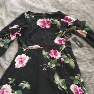 Lulus black floral midi dress
